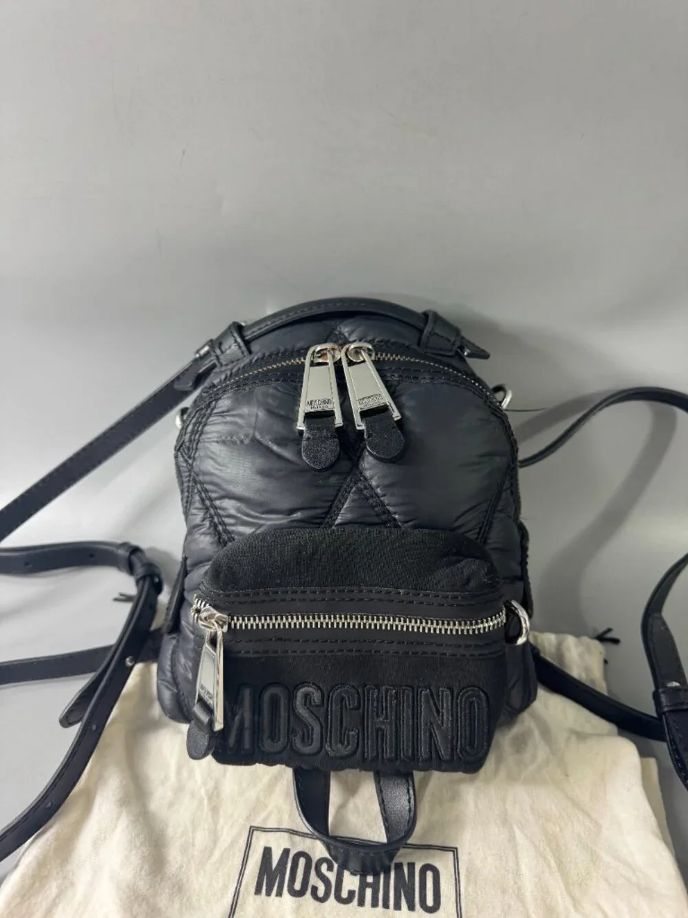 Authentic MOSCHINO QUILTED NYLON SMALL BACKPACK/SHOULDER BAG